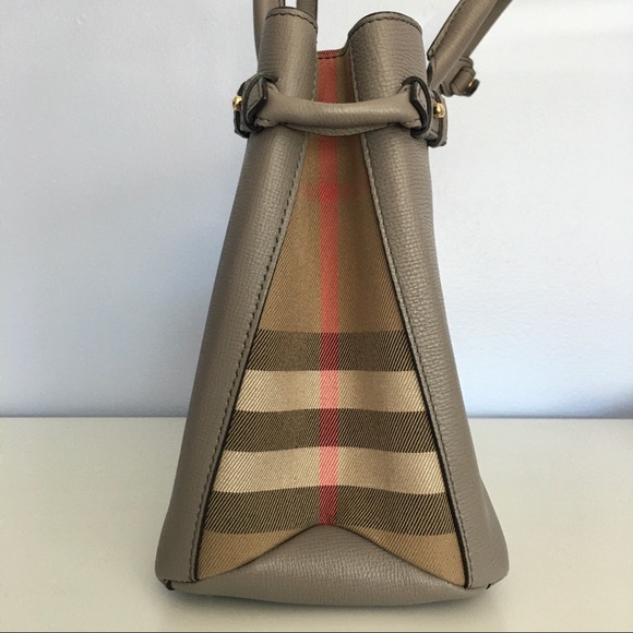 Burberry grey leather banner designer medium tote bag - Picture 3 of 13